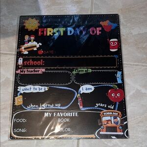 NIB First & Last Day of School reusable chalk Board photo prop sign unisex
